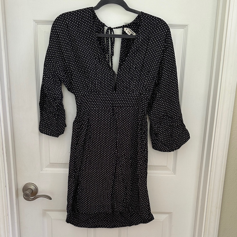 Billabong Black and White Polka Dot Long Sleeve Dress